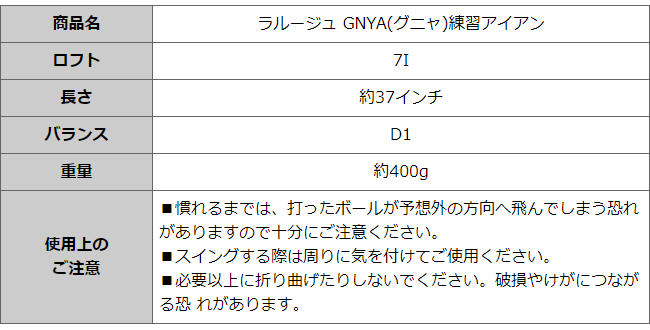 柔らかシャフト アイアン】ラルージュ GNYA 練習アイアン